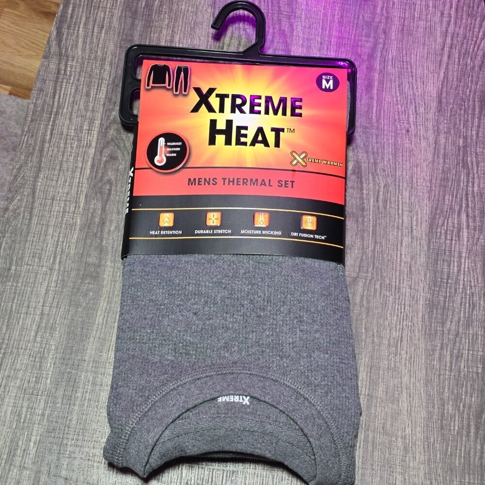 2 Lot Xtreme Heat Mens Thermal Set Insulated Shirt & Long Johns, Gray Medium - Picture 4 of 4